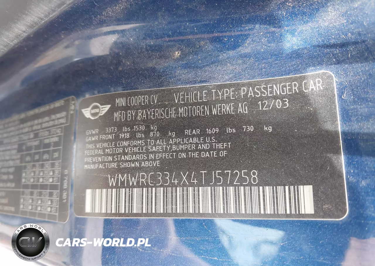 2004 Mini Cooper VIN:WMWRC334X4TJ57258 - 9