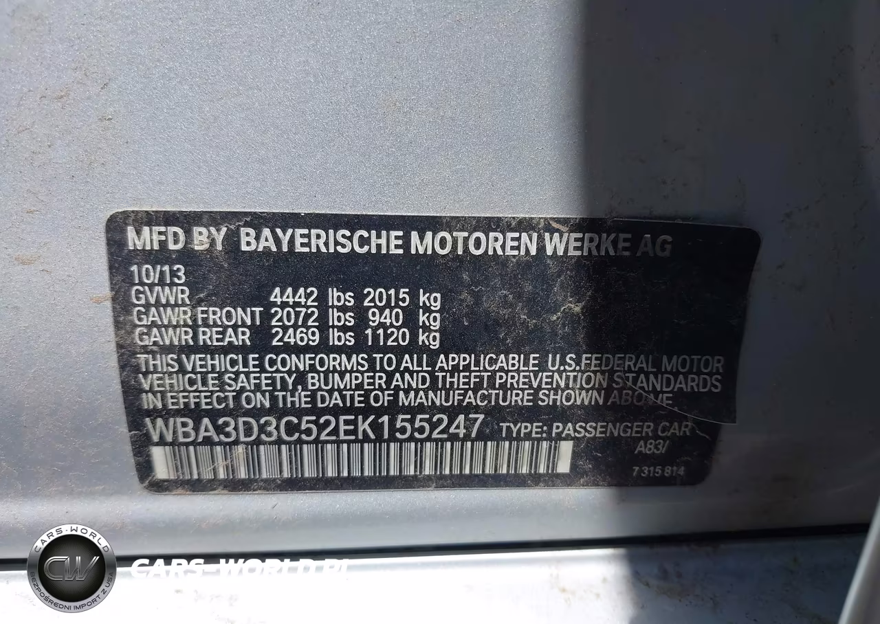 2014 BMW 328D VIN:WBA3D3C52EK155247 - 9