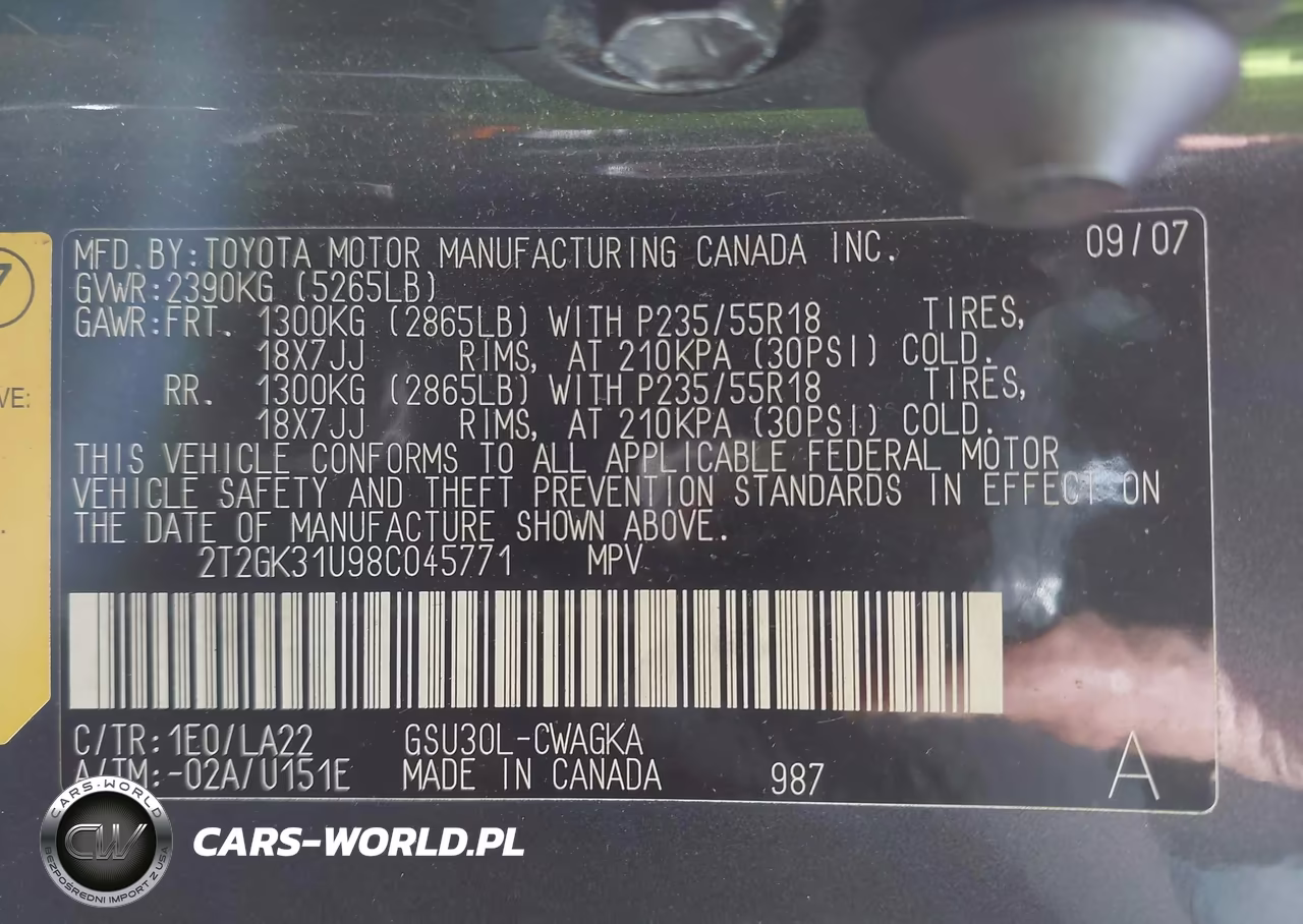2008 Lexus Rx 350 VIN:2T2GK31U98C045771 - 9