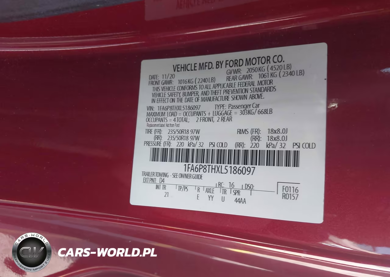 2020 Ford Mustang Ecoboost Fastback VIN:1FA6P8THXL5186097 - 9
