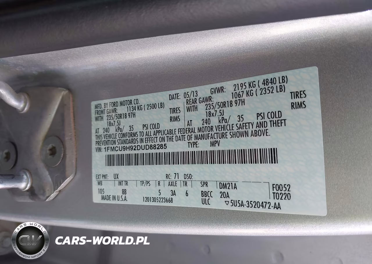 2013 Ford Escape Sel VIN:1FMCU9H92DUD88285 - 9