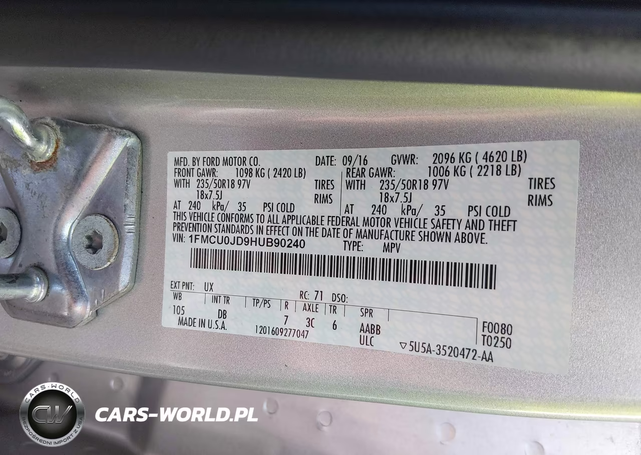 2017 Ford Escape Titanium VIN:1FMCU0JD9HUB90240 - 9