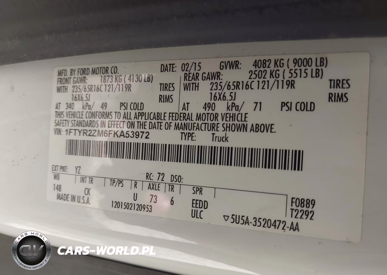 2015 Ford Transit-250 VIN:1FTYR2ZM6FKA53972 - 9
