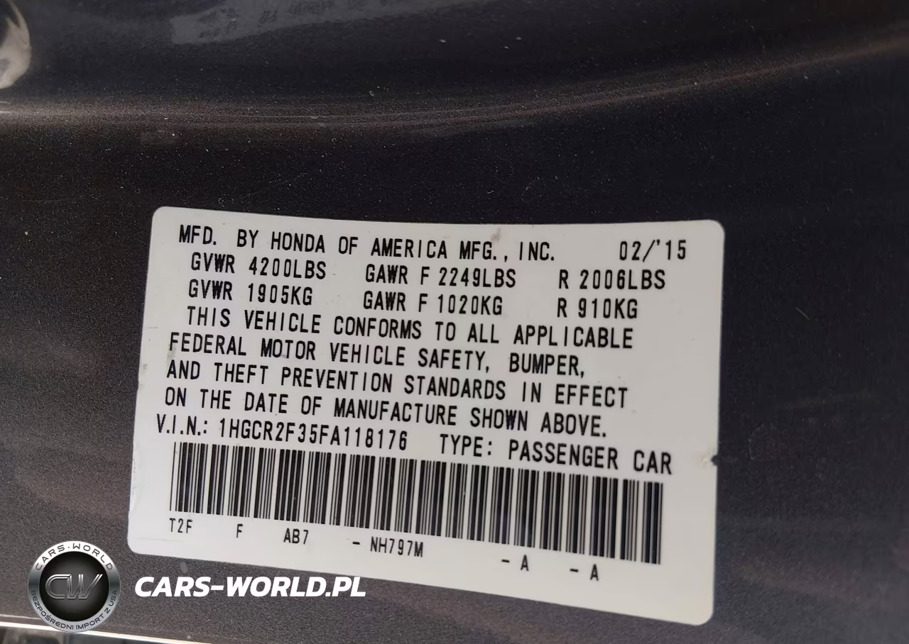 2015 Honda Accord Lx VIN:1HGCR2F35FA118176 - 9