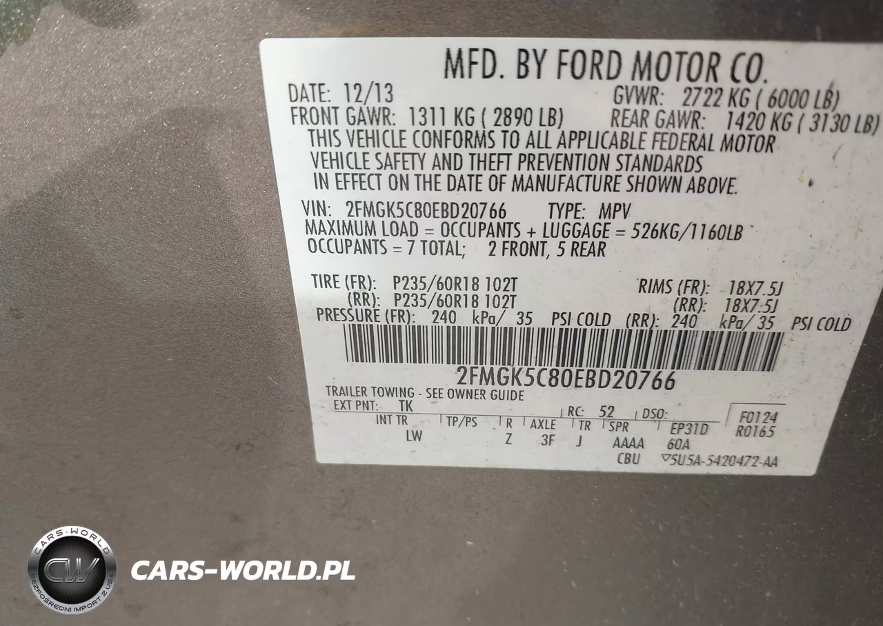 2014 Ford Flex Sel VIN:2FMGK5C80EBD20766 - 9