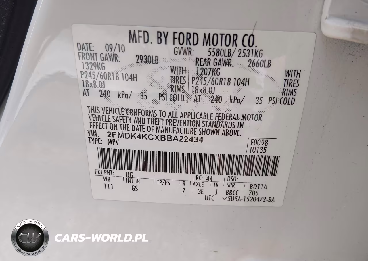 2011 Ford Edge Limited VIN:2FMDK4KCXBBA22434 - 9