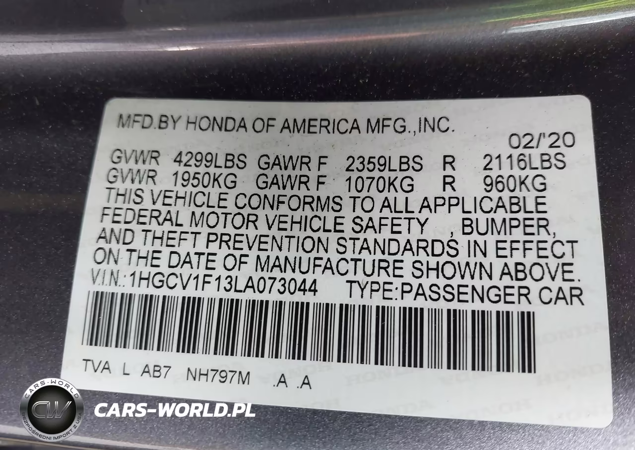 2020 Honda Accord Lx VIN:1HGCV1F13LA073044 - 9