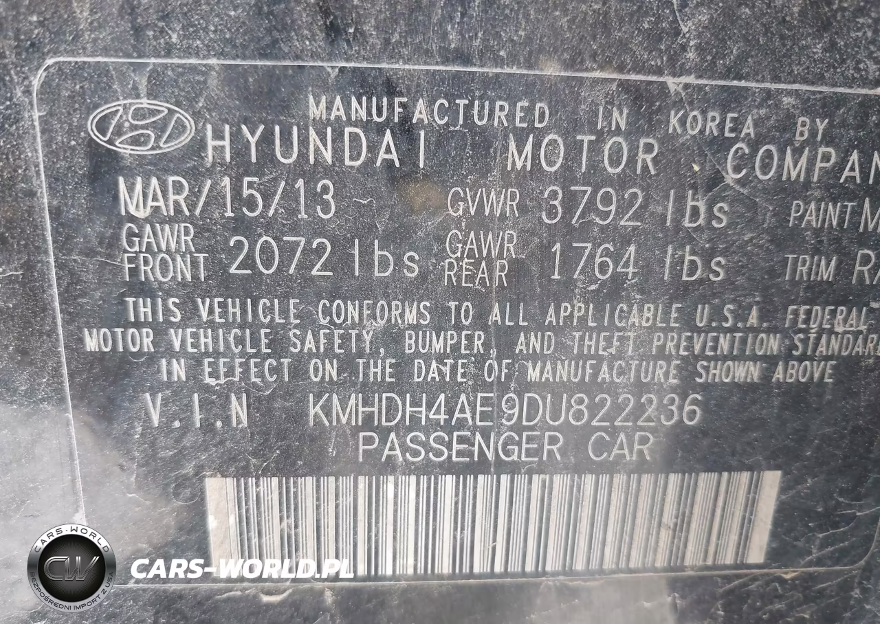 2013 Hyundai Elantra Gls VIN:KMHDH4AE9DU822236 - 9