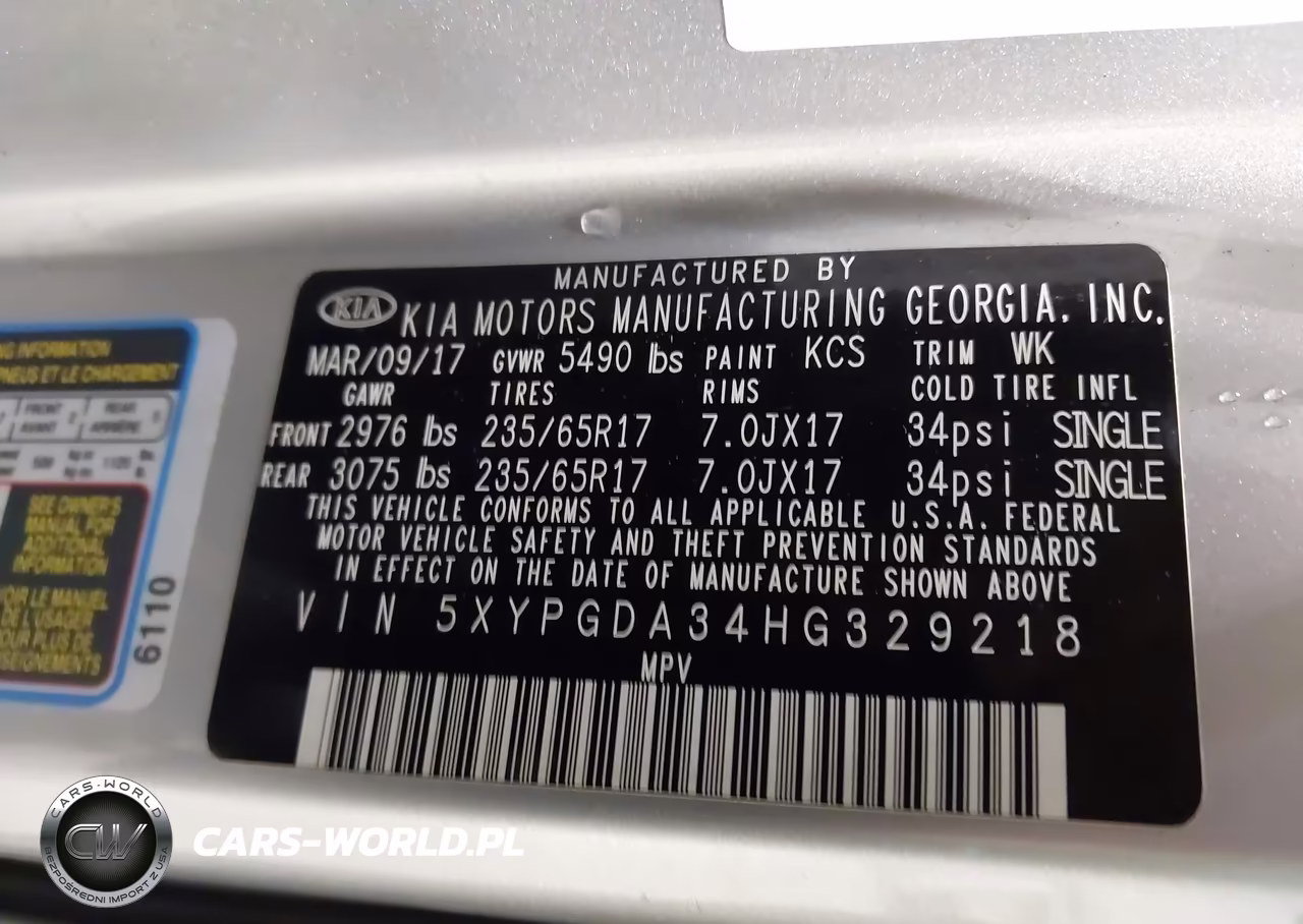 2017 Kia Sorento 2.4L Lx VIN:5XYPGDA34HG329218 - 9