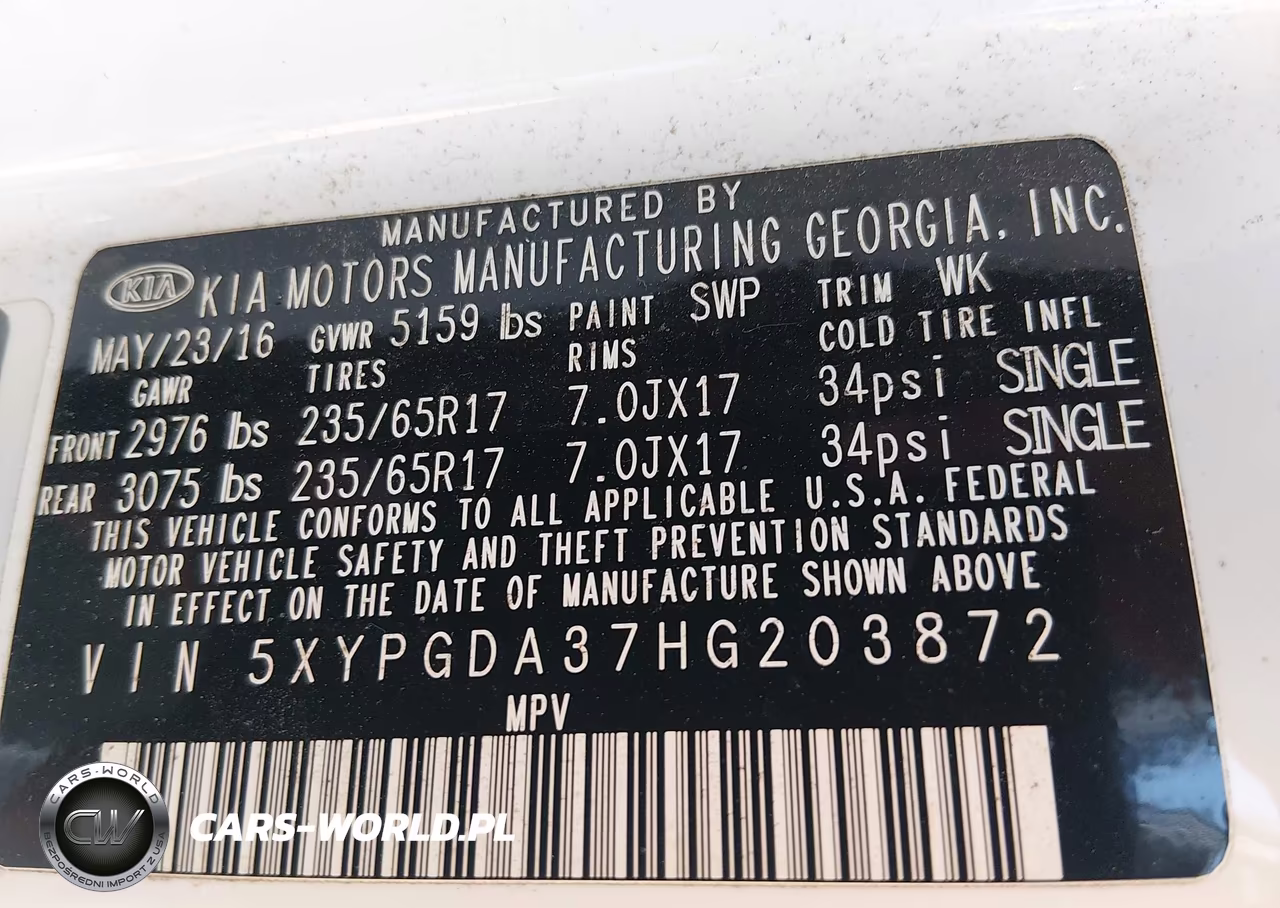 2017 Kia Sorento 2.4L Lx VIN:5XYPGDA37HG203872 - 9