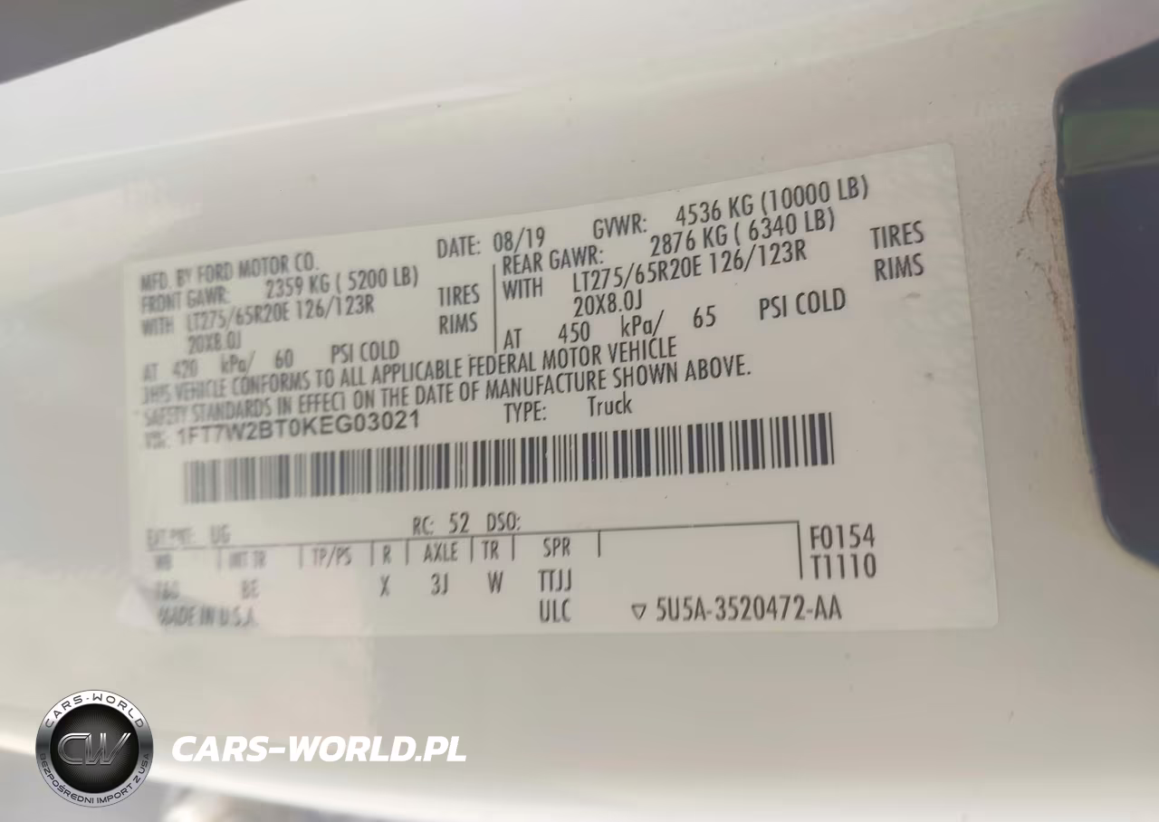 2019 Ford F-250 Platinum VIN:1FT7W2BT0KEG03021 - 9