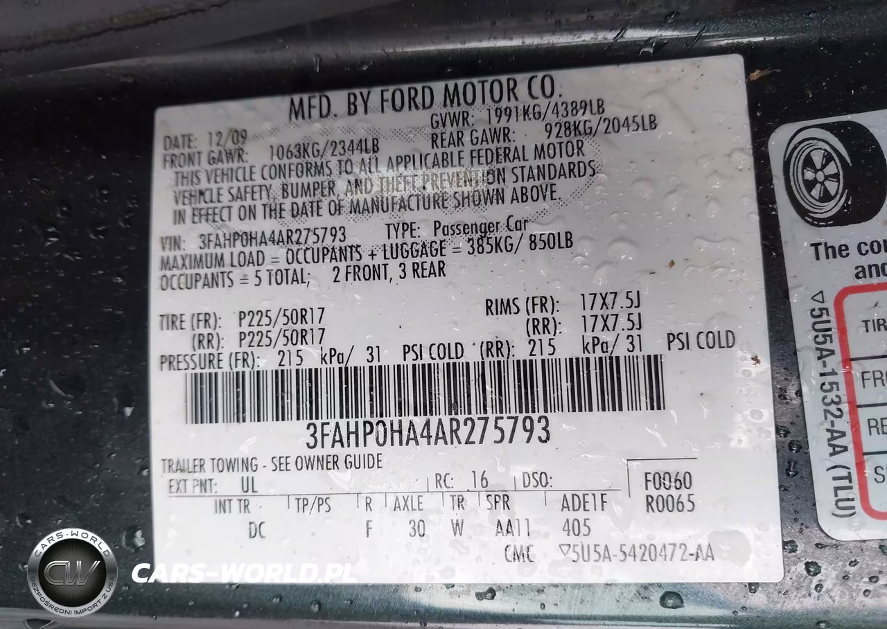 2010 Ford Fusion Se VIN:3FAHP0HA4AR275793 - 9