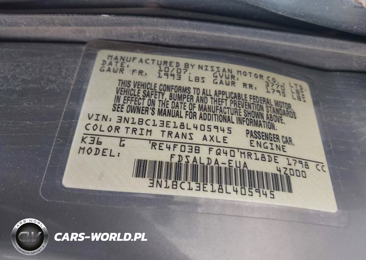 2008 Nissan Versa 1.8S VIN:3N1BC13E18L405945 - 9