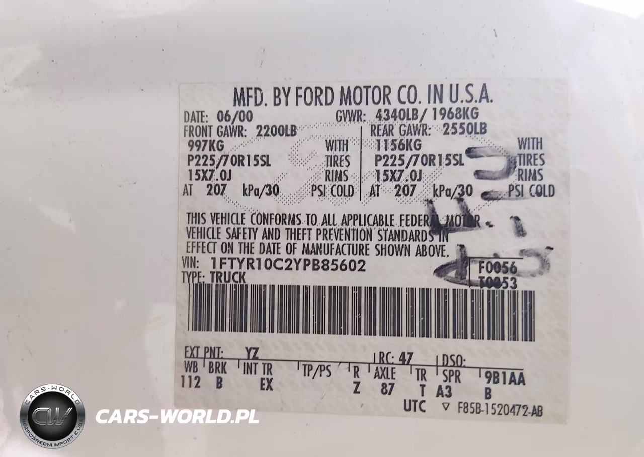 2000 Ford Ranger Xl-Xlt VIN:1FTYR10C2YPB85602 - 9