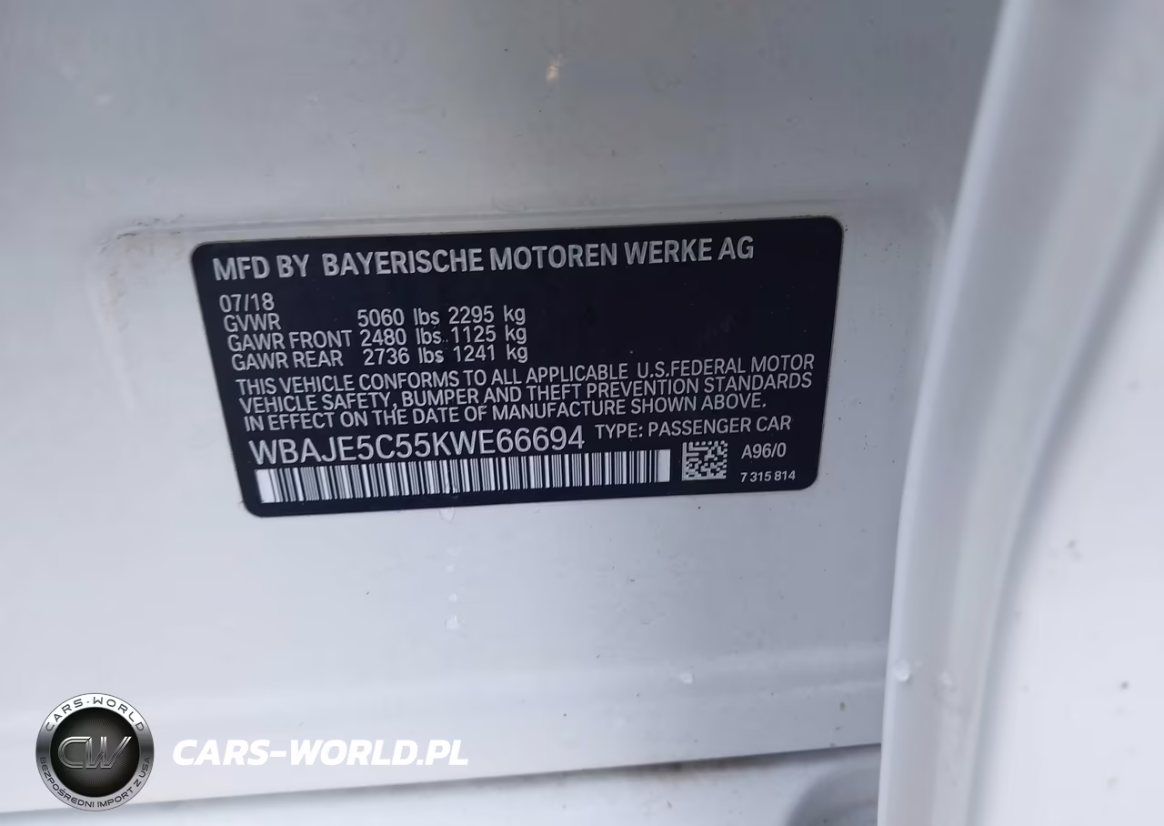 2019 BMW 540I VIN:WBAJE5C55KWE66694 - 9