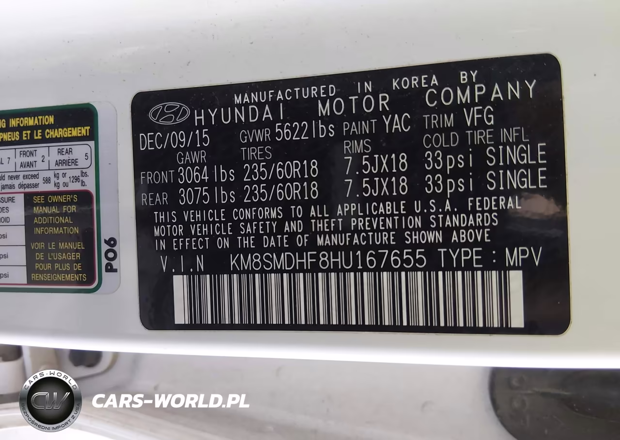 2017 Hyundai Santa Fe Se VIN:KM8SMDHF8HU167655 - 9