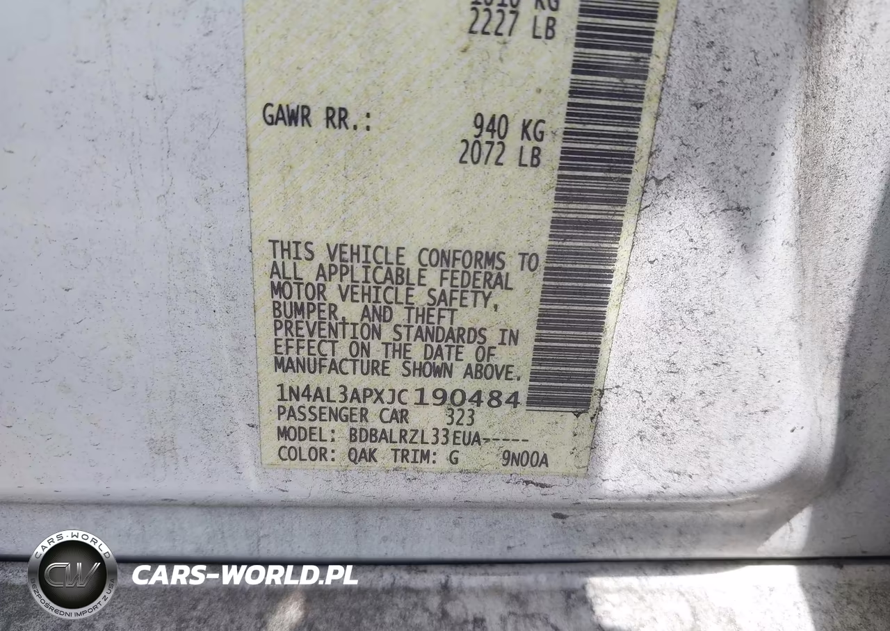 2018 Nissan Altima 2.5 Sl VIN:1N4AL3APXJC190484 - 9