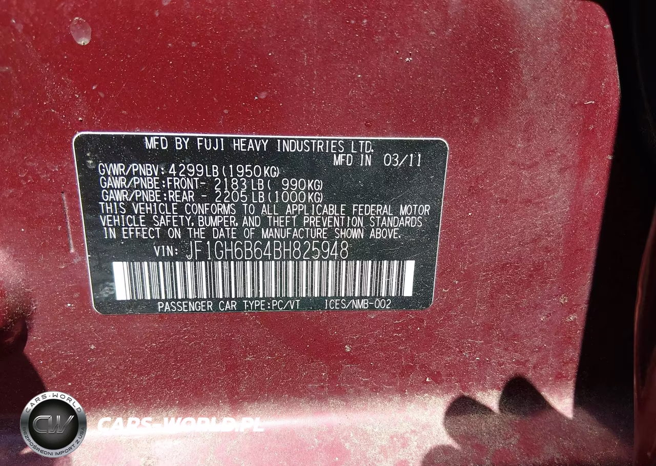 2011 Subaru Impreza 2.5I Premium VIN:JF1GH6B64BH825948 - 9