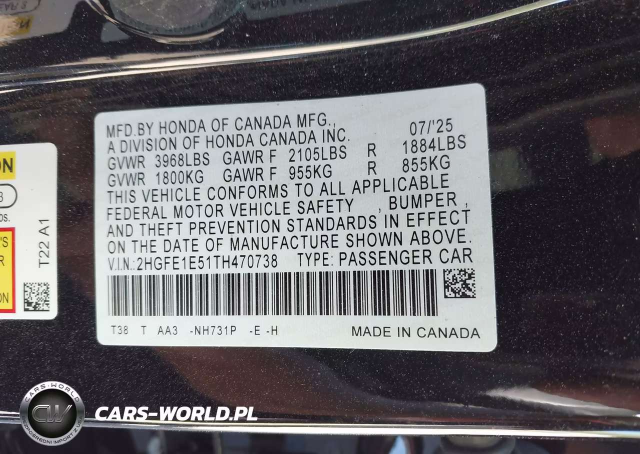 2026 Honda Civic Si Sedan VIN:2HGFE1E51TH470738 - 9