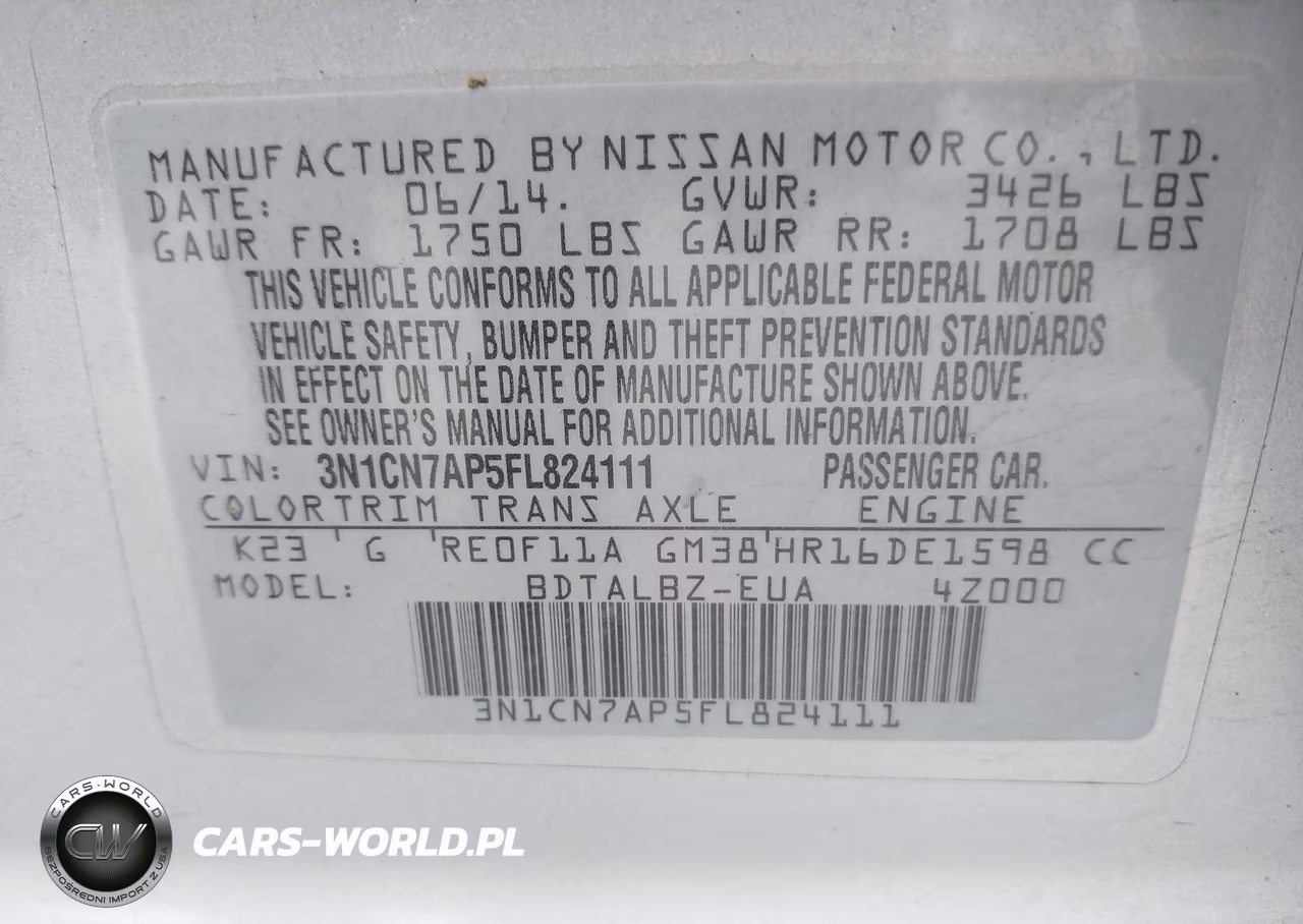 2015 Nissan Versa 1.6 Sv VIN:3N1CN7AP5FL824111 - 9
