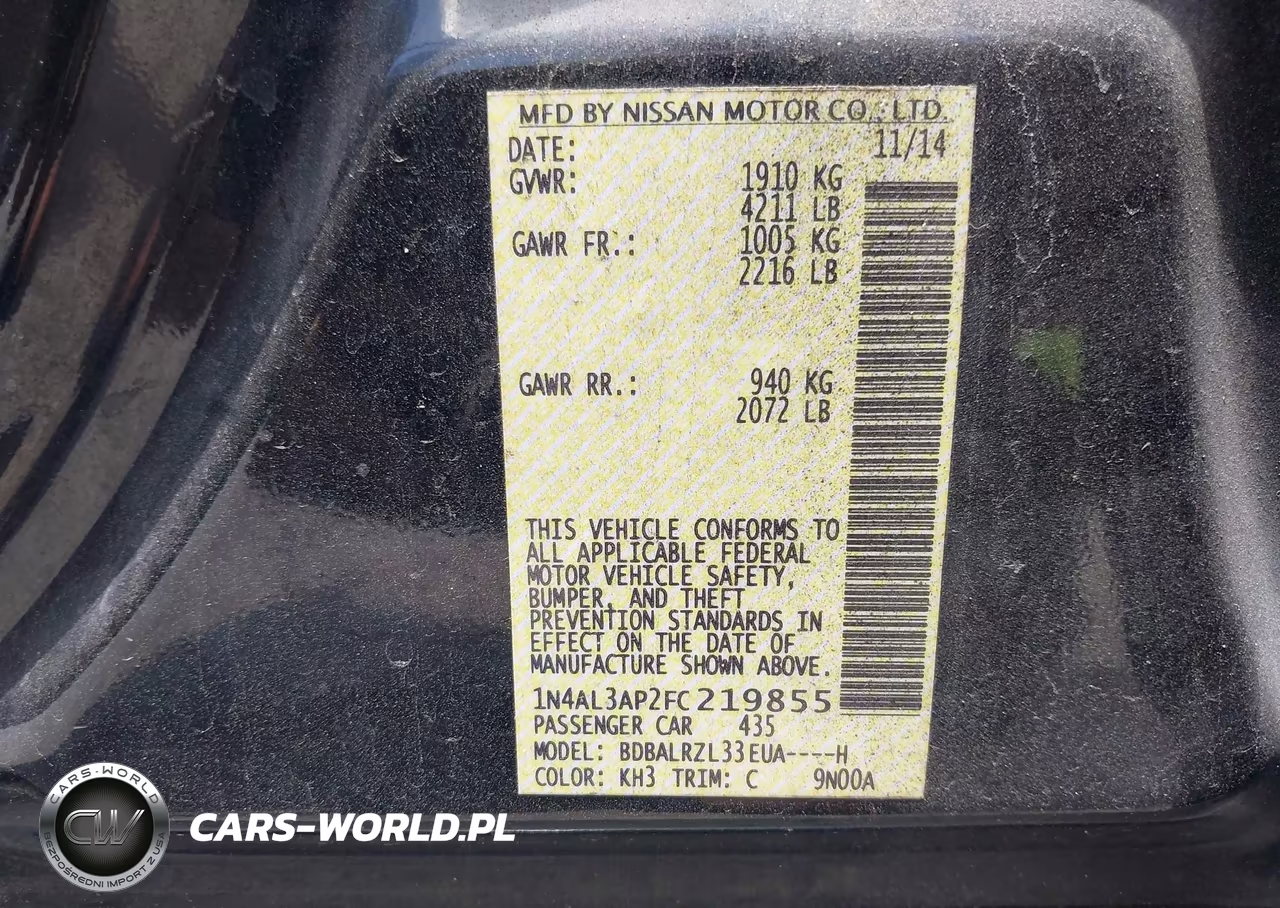 2015 Nissan Altima 2.5-2.5 S-2.5 Sl-2.5 Sv VIN:1N4AL3AP2FC219855 - 9