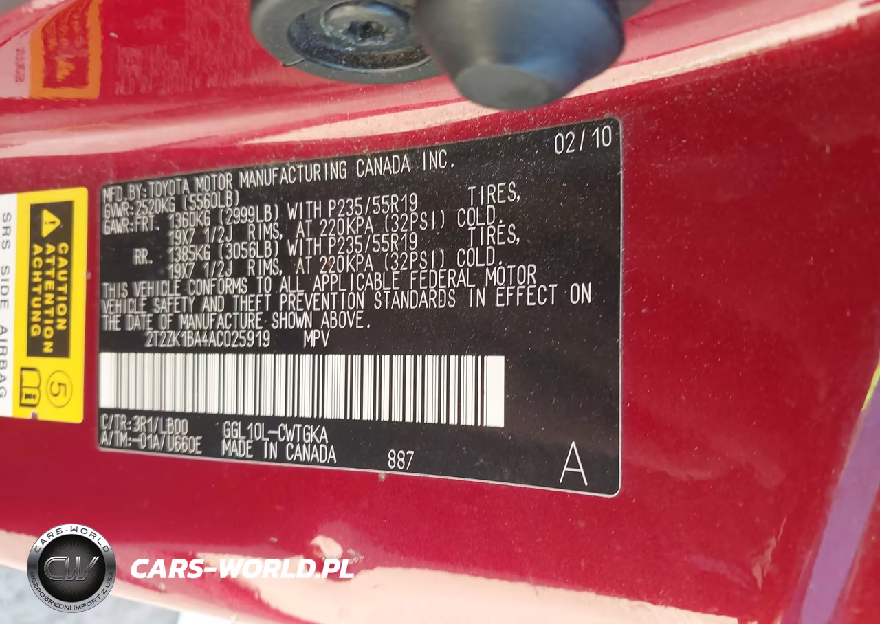 2010 Lexus Rx 350 VIN:2T2ZK1BA4AC025919 - 9