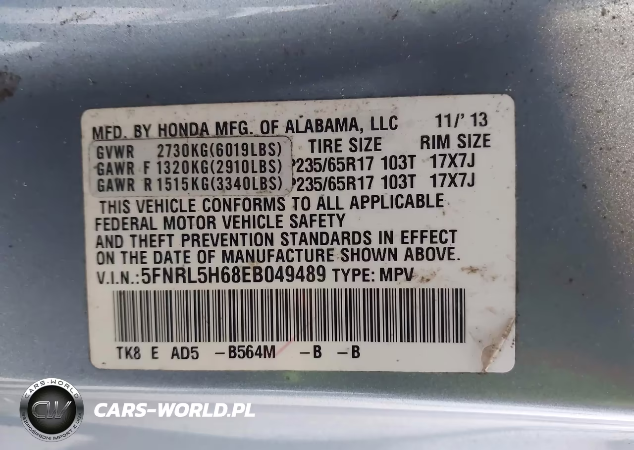 2014 Honda Odyssey Ex-L VIN:5FNRL5H68EB049489 - 9