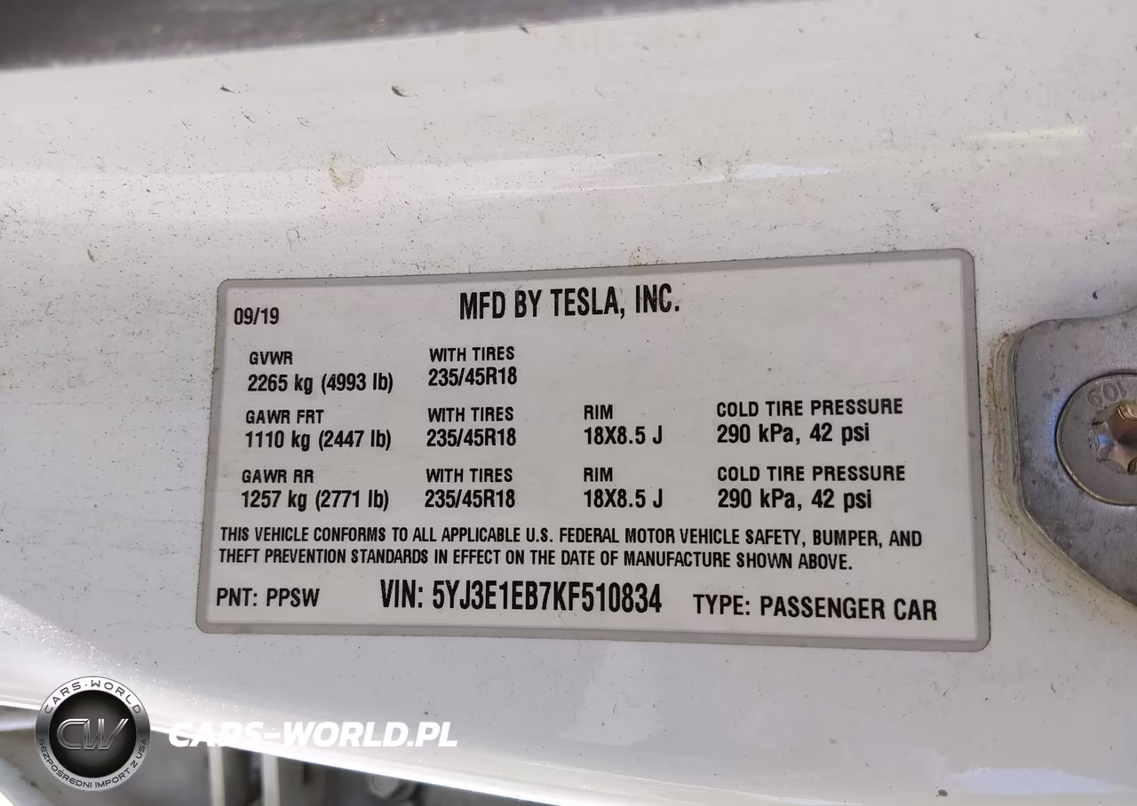 2019 Tesla Model 3 Long Range-Performance VIN:5YJ3E1EB7KF510834 - 9