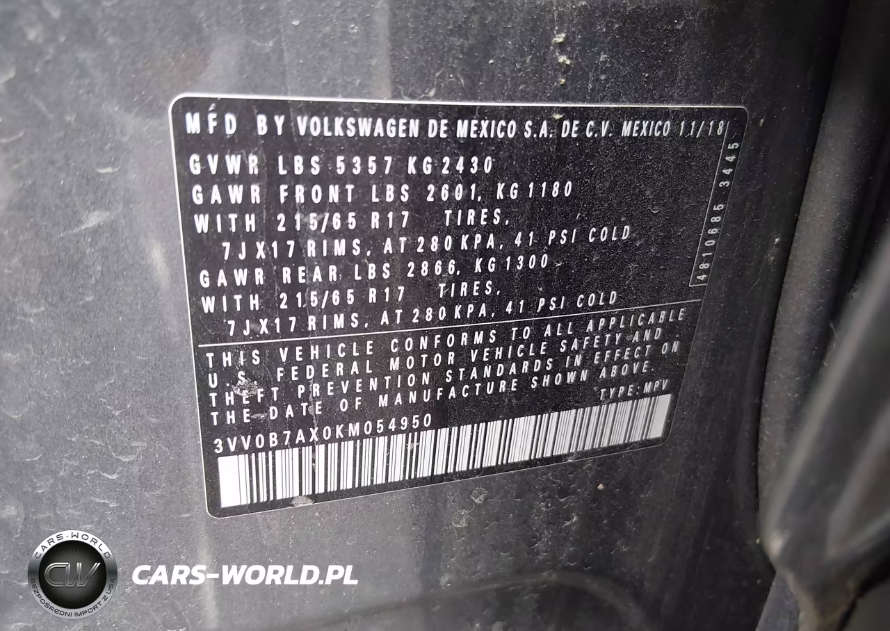 2019 Volkswagen Tiguan 2.0T S VIN:3VV0B7AX0KM054950 - 9