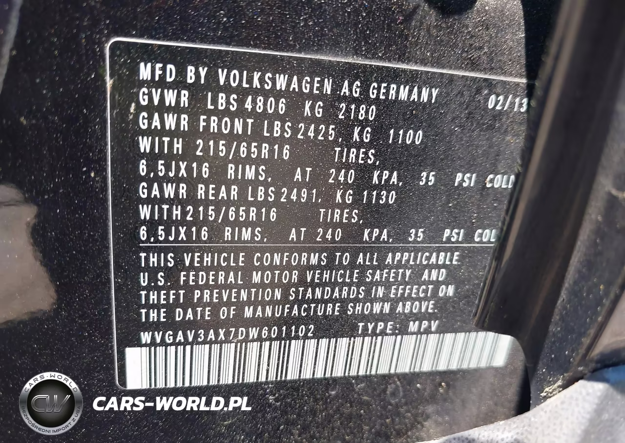 2013 Volkswagen Tiguan S-Se-Sel VIN:WVGAV3AX7DW601102 - 9