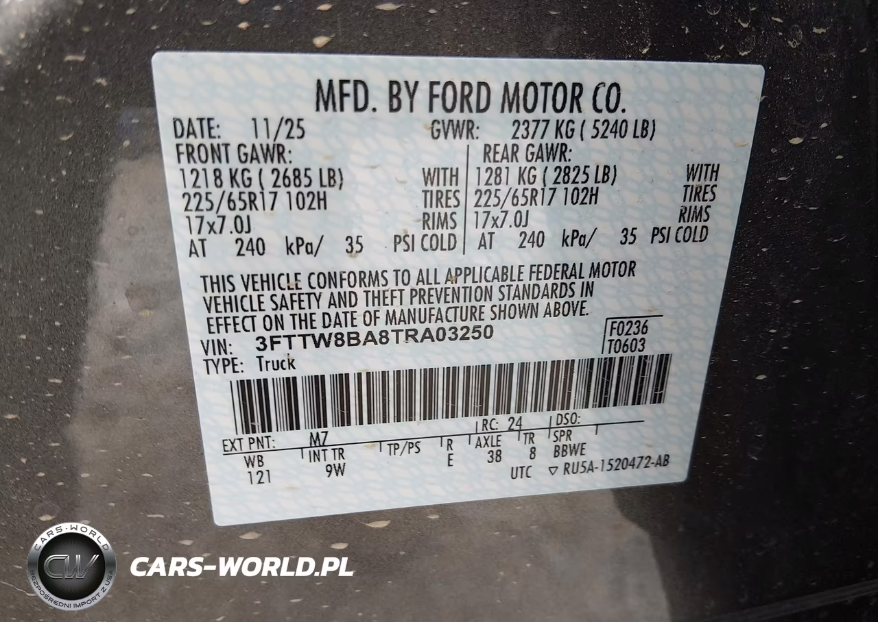 2026 Ford Maverick Xl VIN:3FTTW8BA8TRA03250 - 9
