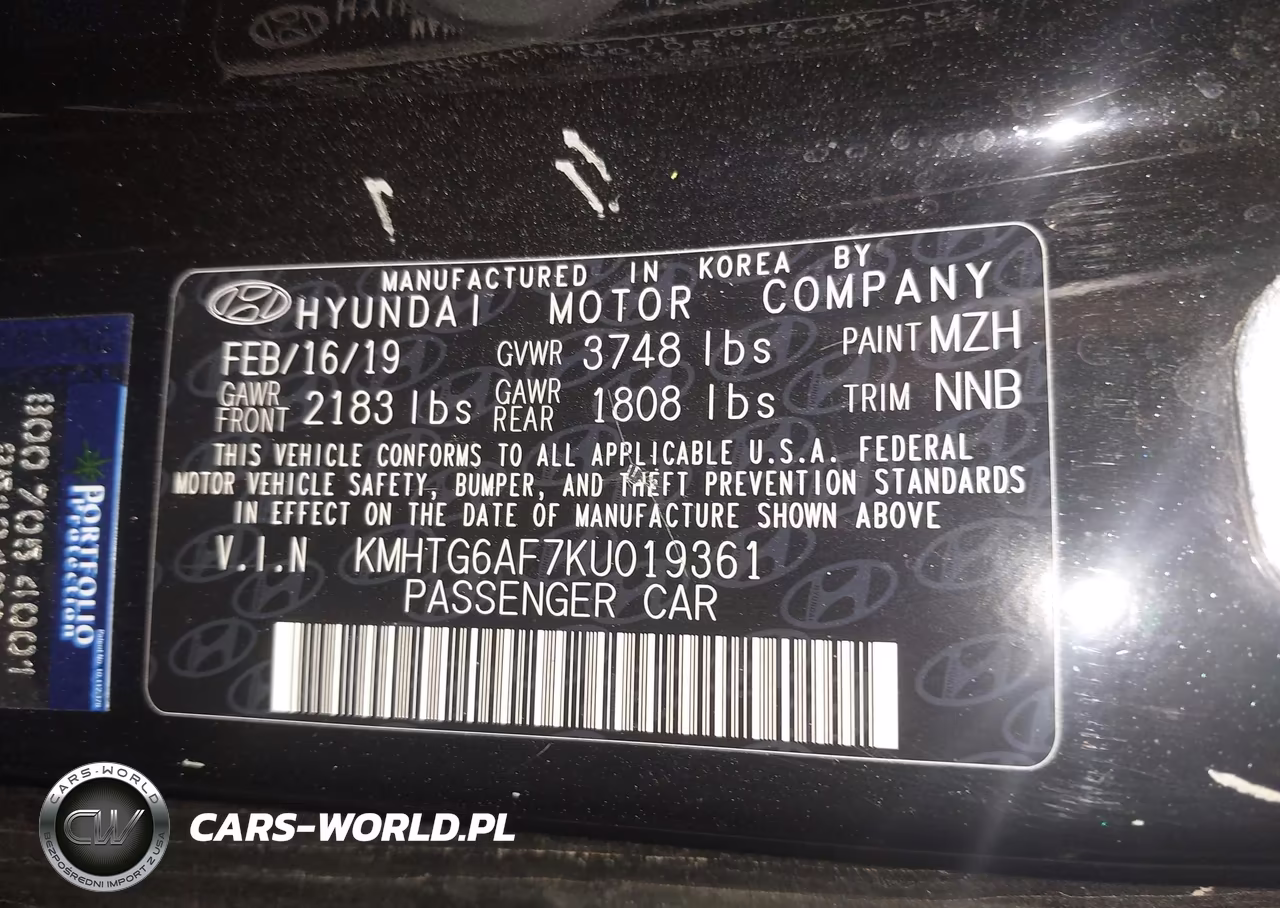 2019 Hyundai Veloster 2.0 VIN:KMHTG6AF7KU019361 - 9