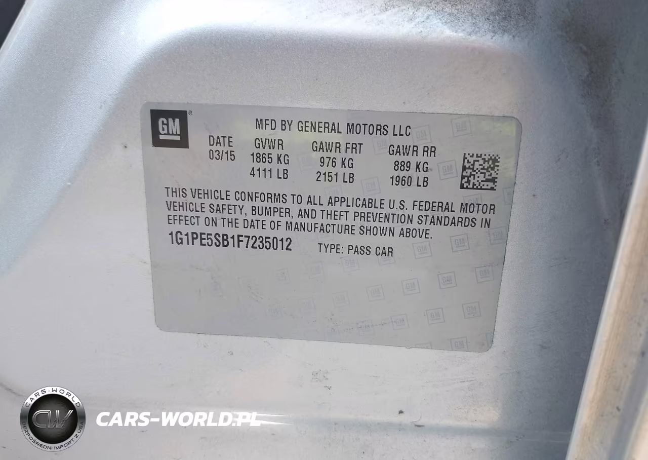 2015 Chevrolet Cruze 2Lt Auto VIN:1G1PE5SB1F7235012 - 9