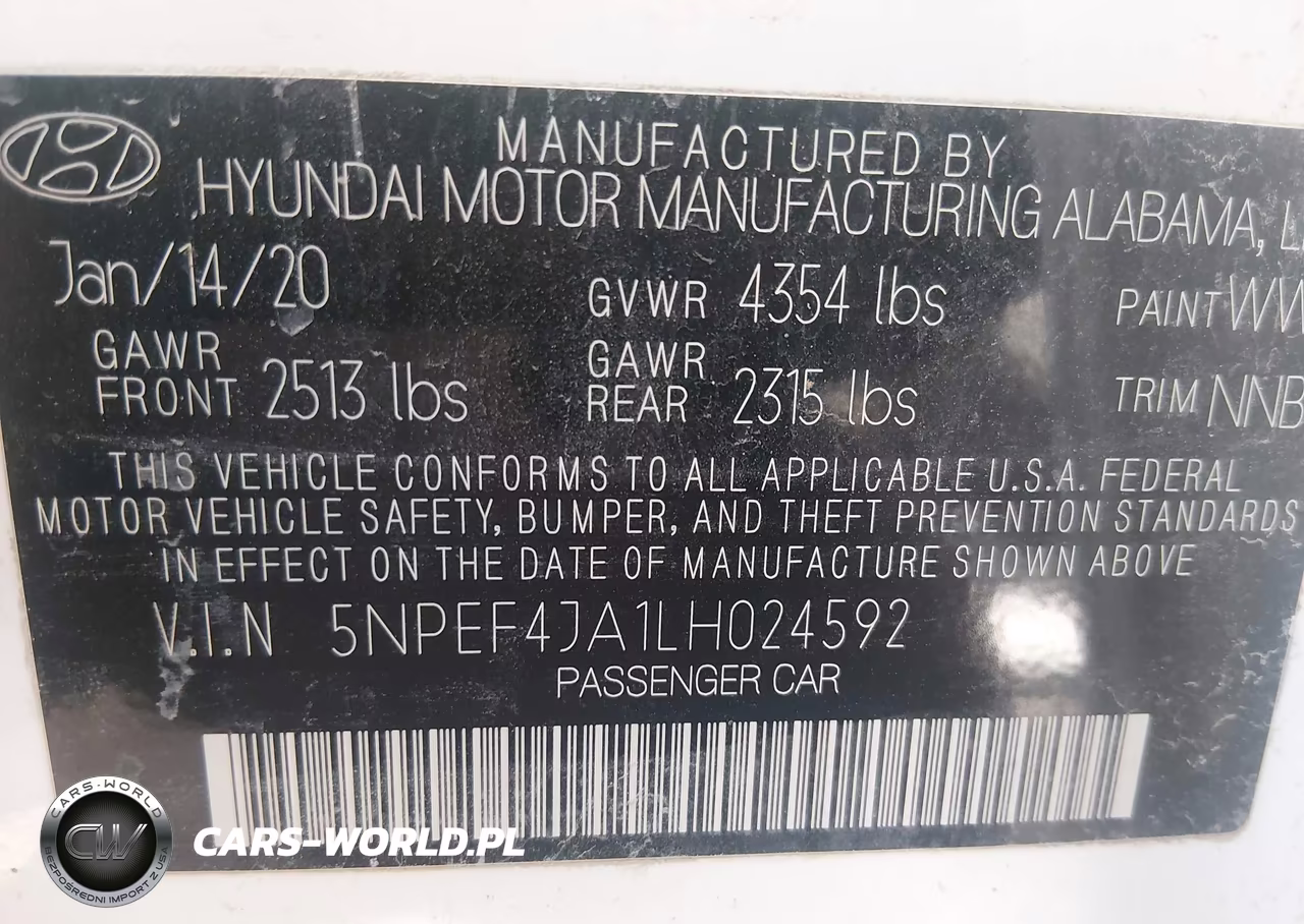2020 Hyundai Sonata Sel VIN:5NPEF4JA1LH024592 - 9