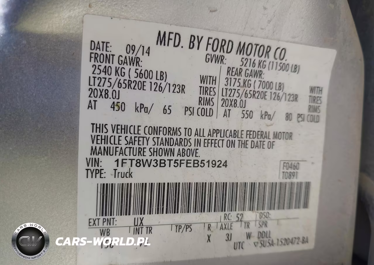 2015 Ford F-350 Lariat VIN:1FT8W3BT5FEB51924 - 8