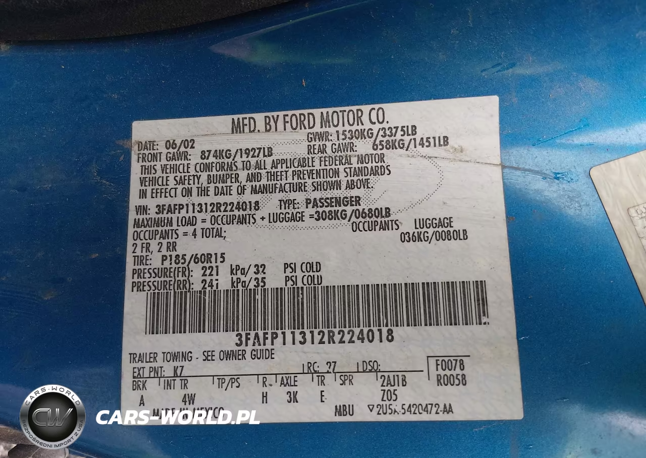 2002 Ford Escort Zx2 VIN:3FAFP11312R224018 - 9