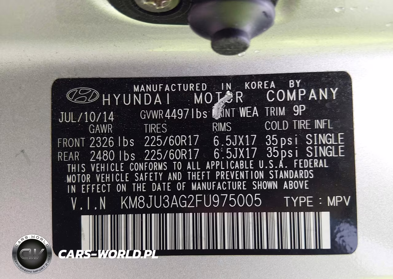 2015 Hyundai Tucson Se VIN:KM8JU3AG2FU975005 - 9