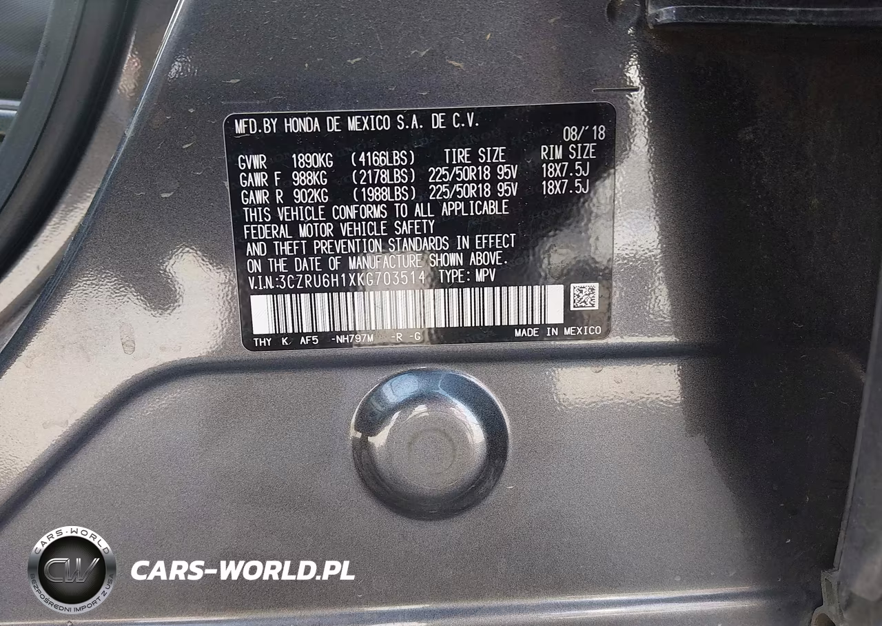 2019 Honda Hr-V Sport VIN:3CZRU6H1XKG703514 - 9