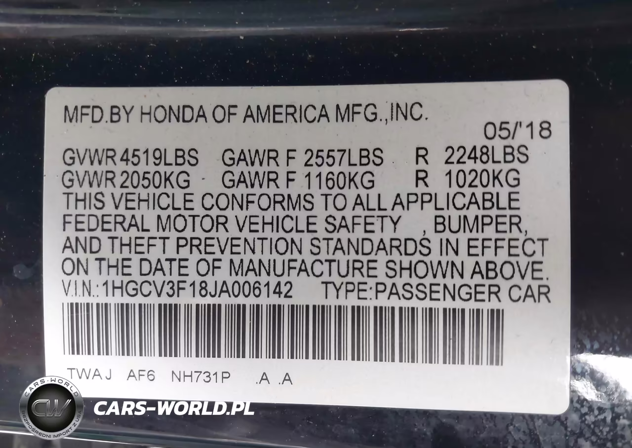 2018 Honda Accord Hybrid VIN:1HGCV3F18JA006142 - 9