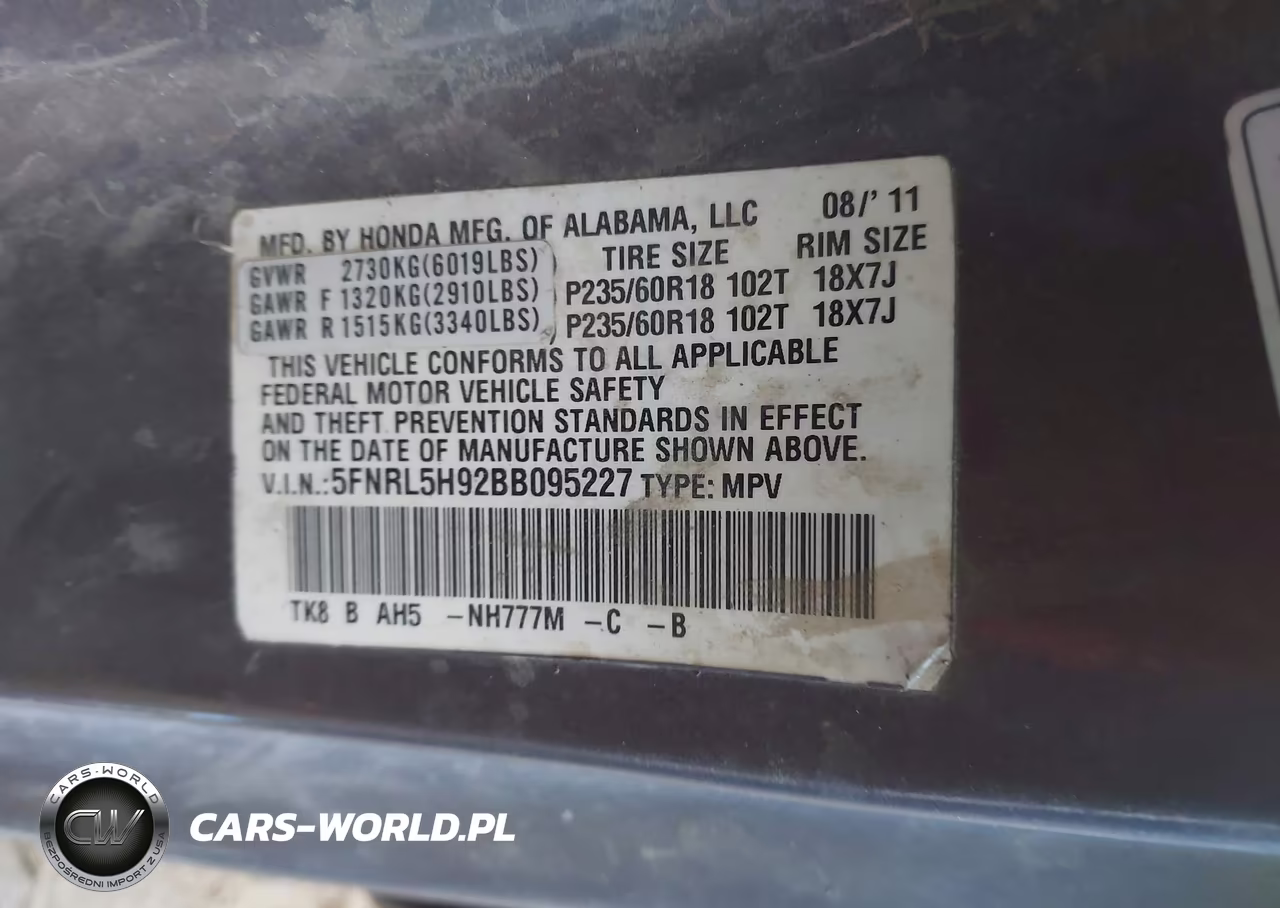 2011 Honda Odyssey Touring-Touring Elite VIN:5FNRL5H92BB095227 - 9