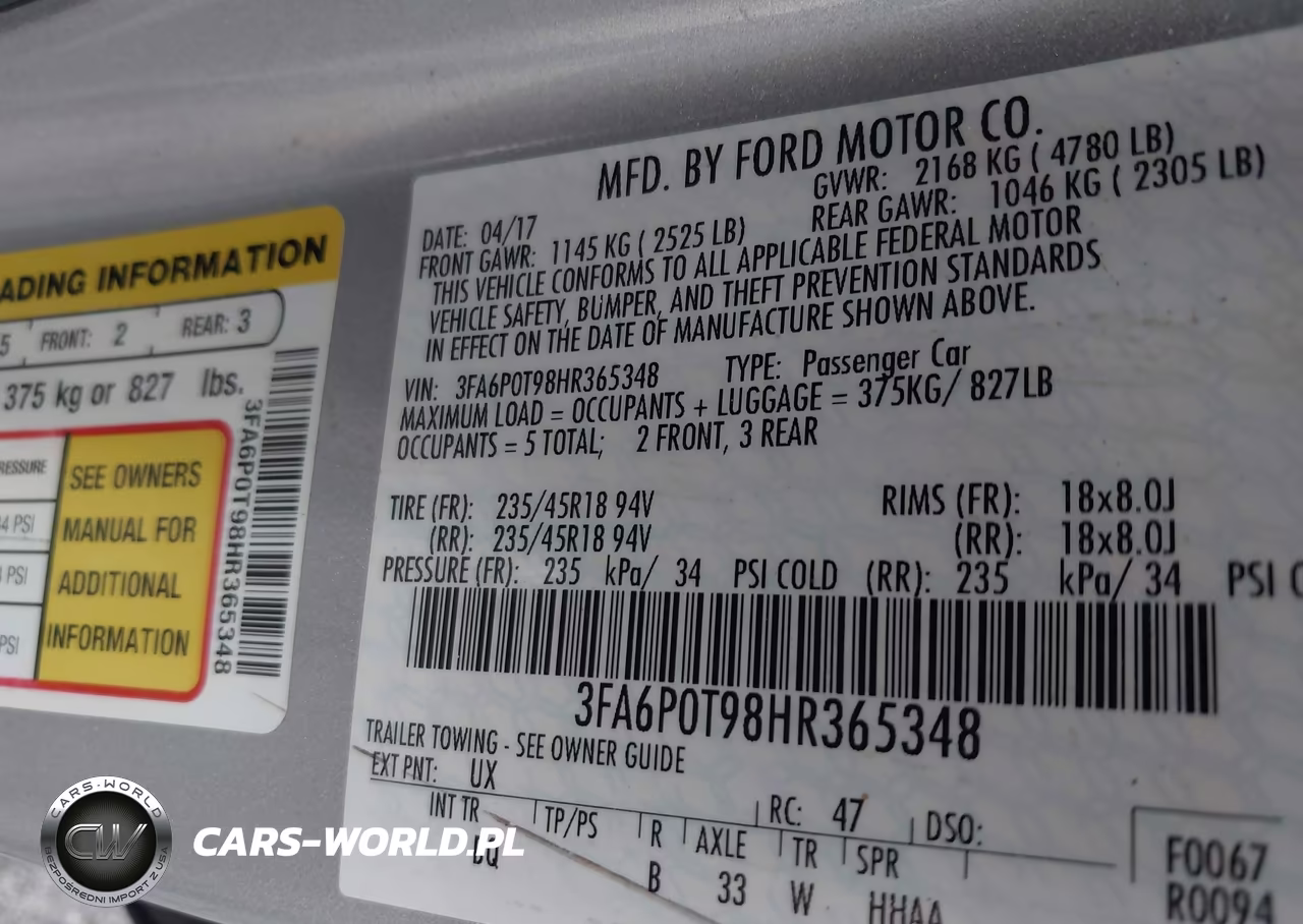 2017 Ford Fusion Se VIN:3FA6P0T98HR365348 - 9
