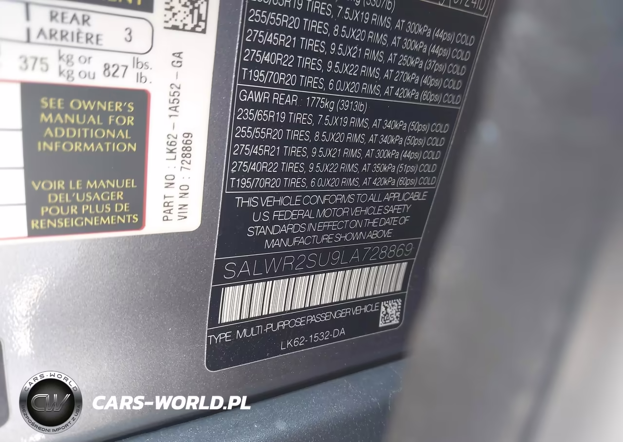 2020 Land Rover Range Rover Sport Hse Mhev VIN:SALWR2SU9LA728869 - 9