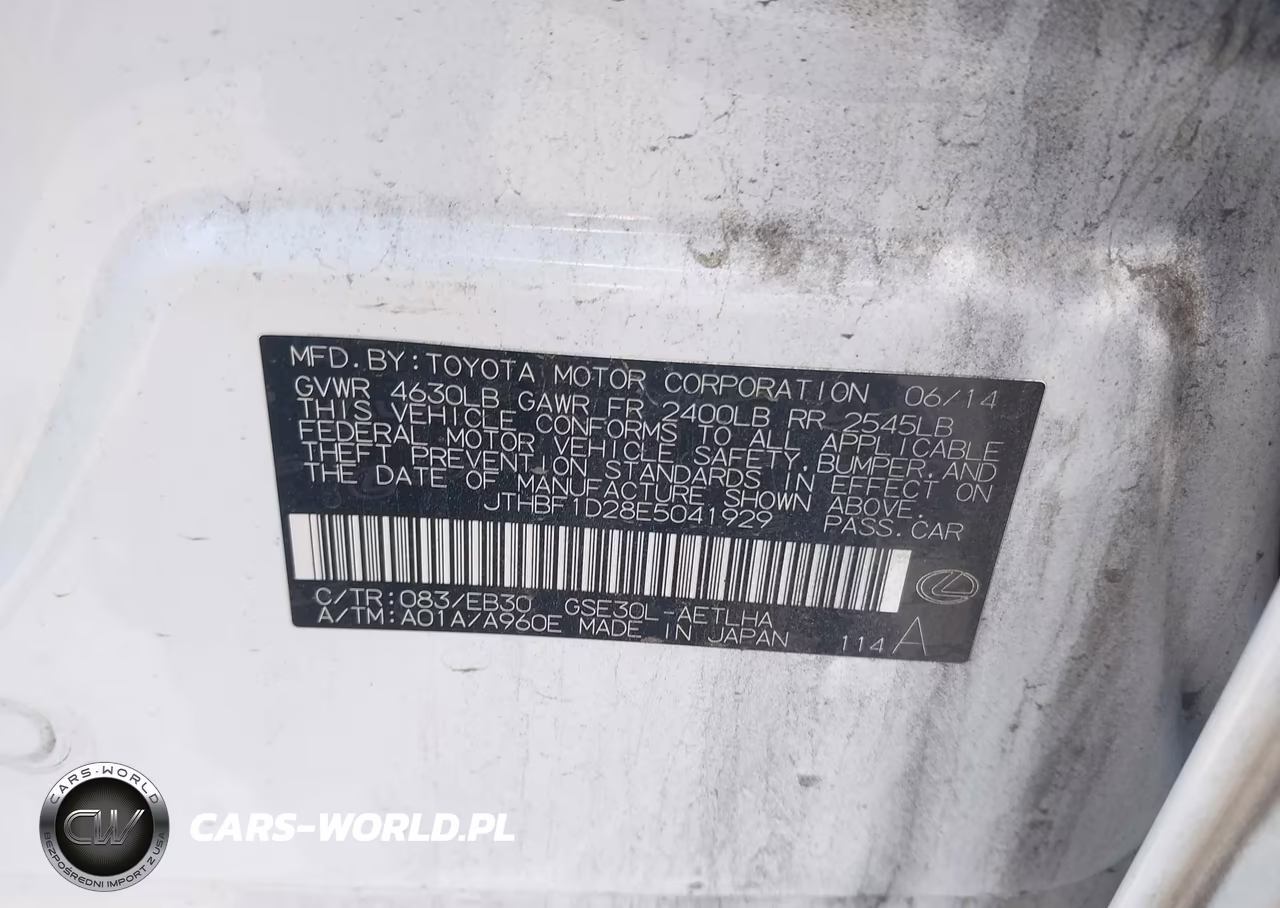 2014 Lexus Is 250 VIN:JTHBF1D28E5041929 - 9