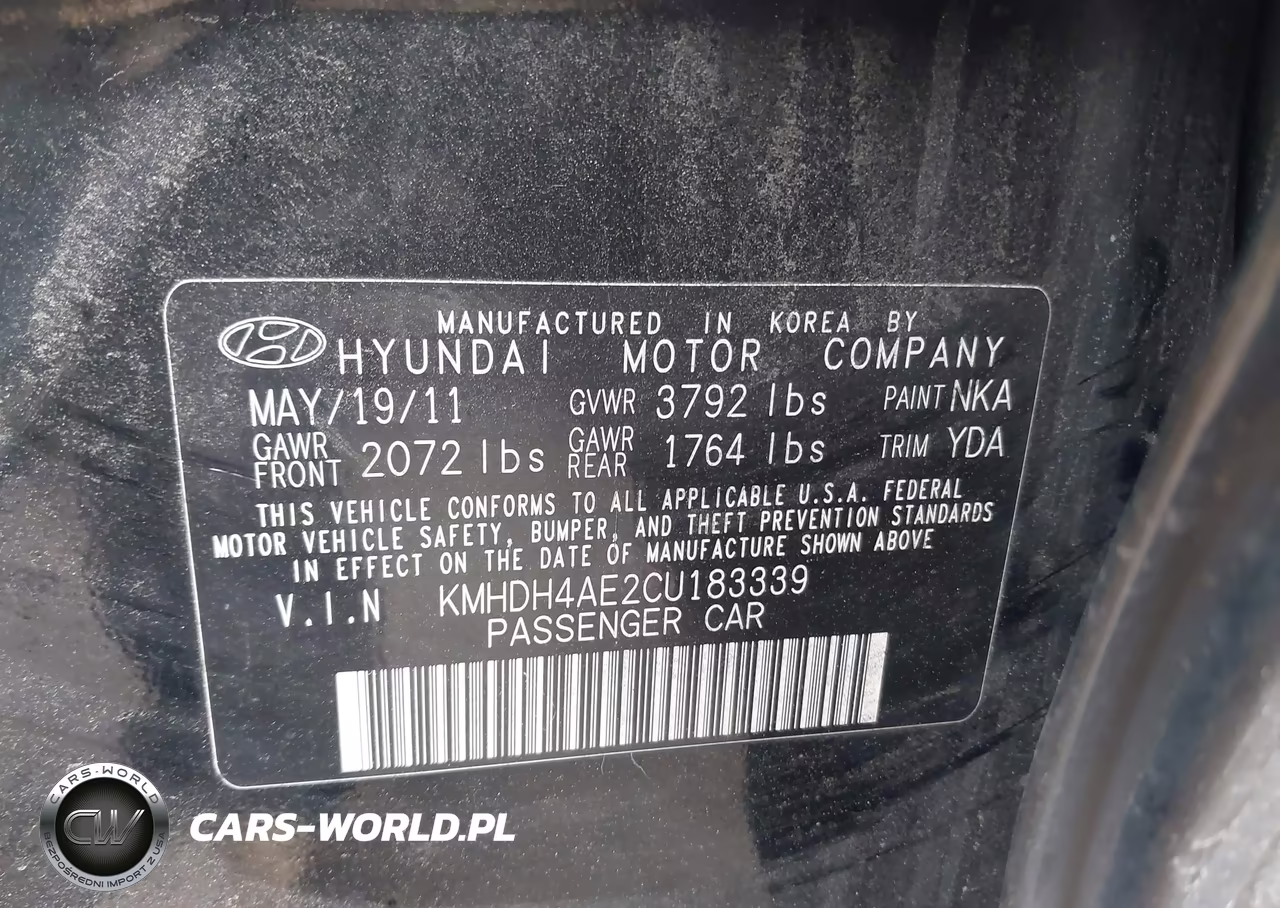 2012 Hyundai Elantra Gls (Ulsan Plant) VIN:KMHDH4AE2CU183339 - 9