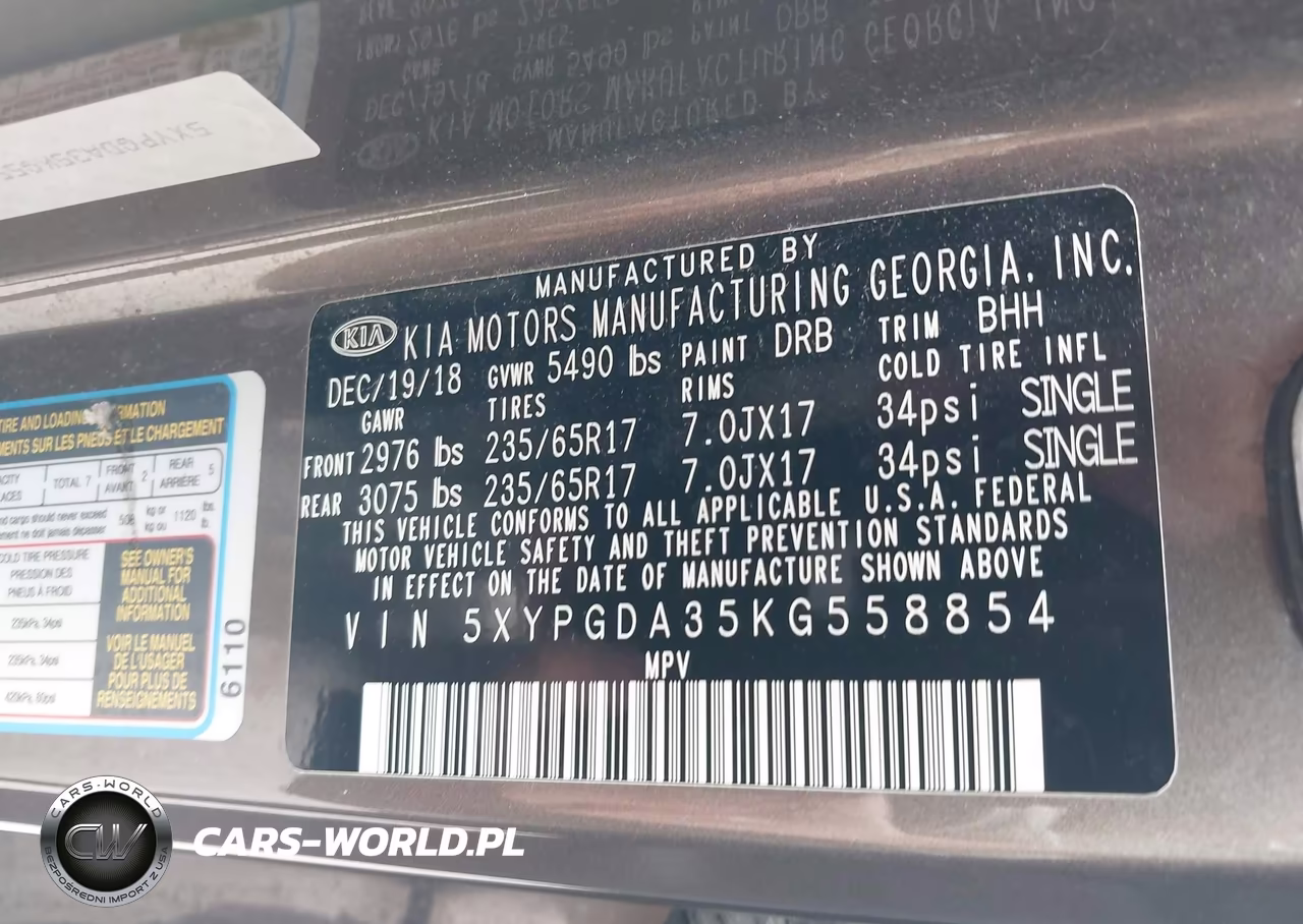 2019 Kia Sorento 2.4L Lx VIN:5XYPGDA35KG558854 - 9
