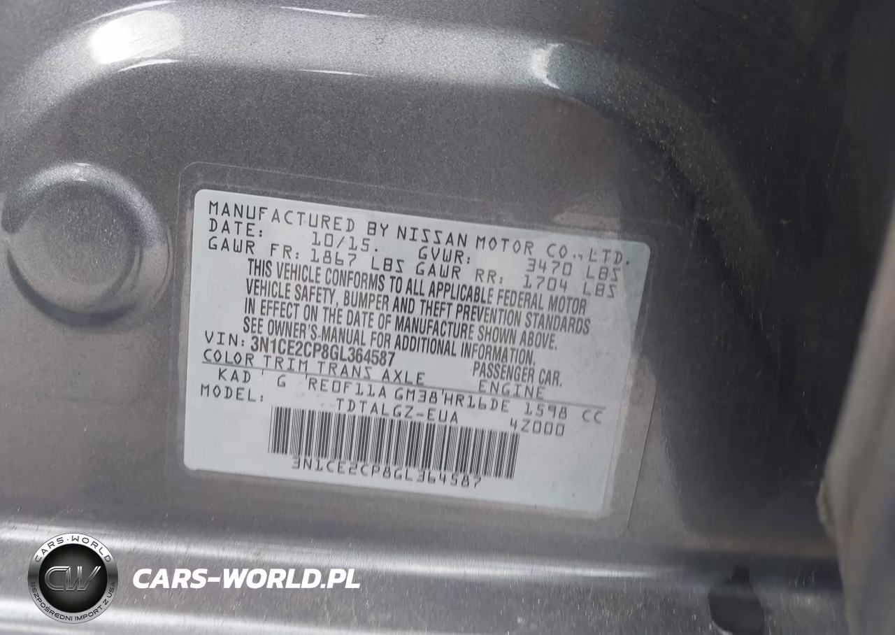2016 Nissan Versa Note Sr VIN:3N1CE2CP8GL364587 - 9