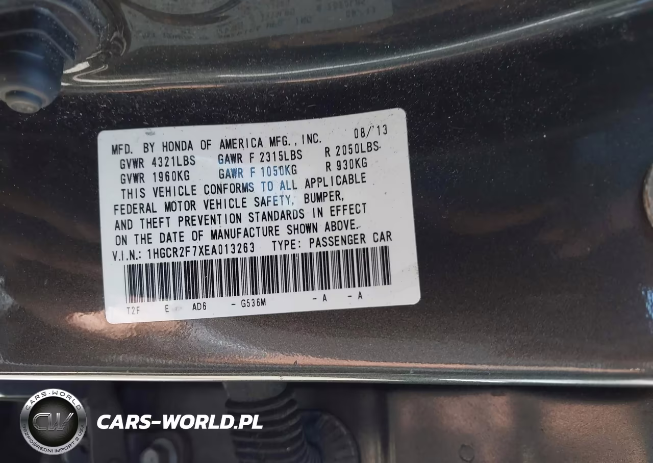 2014 Honda Accord Ex VIN:1HGCR2F7XEA013263 - 9
