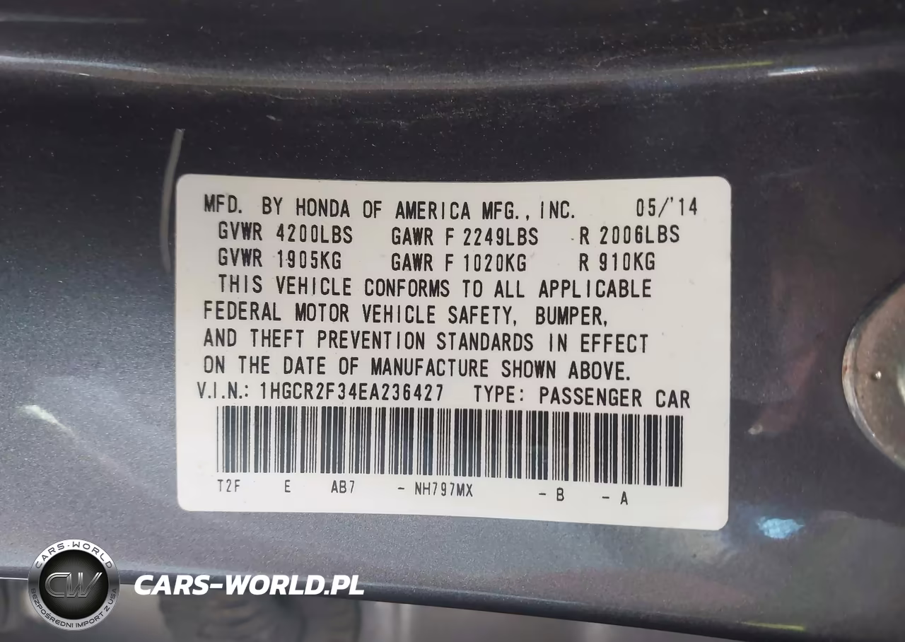 2014 Honda Accord Lx VIN:1HGCR2F34EA236427 - 9