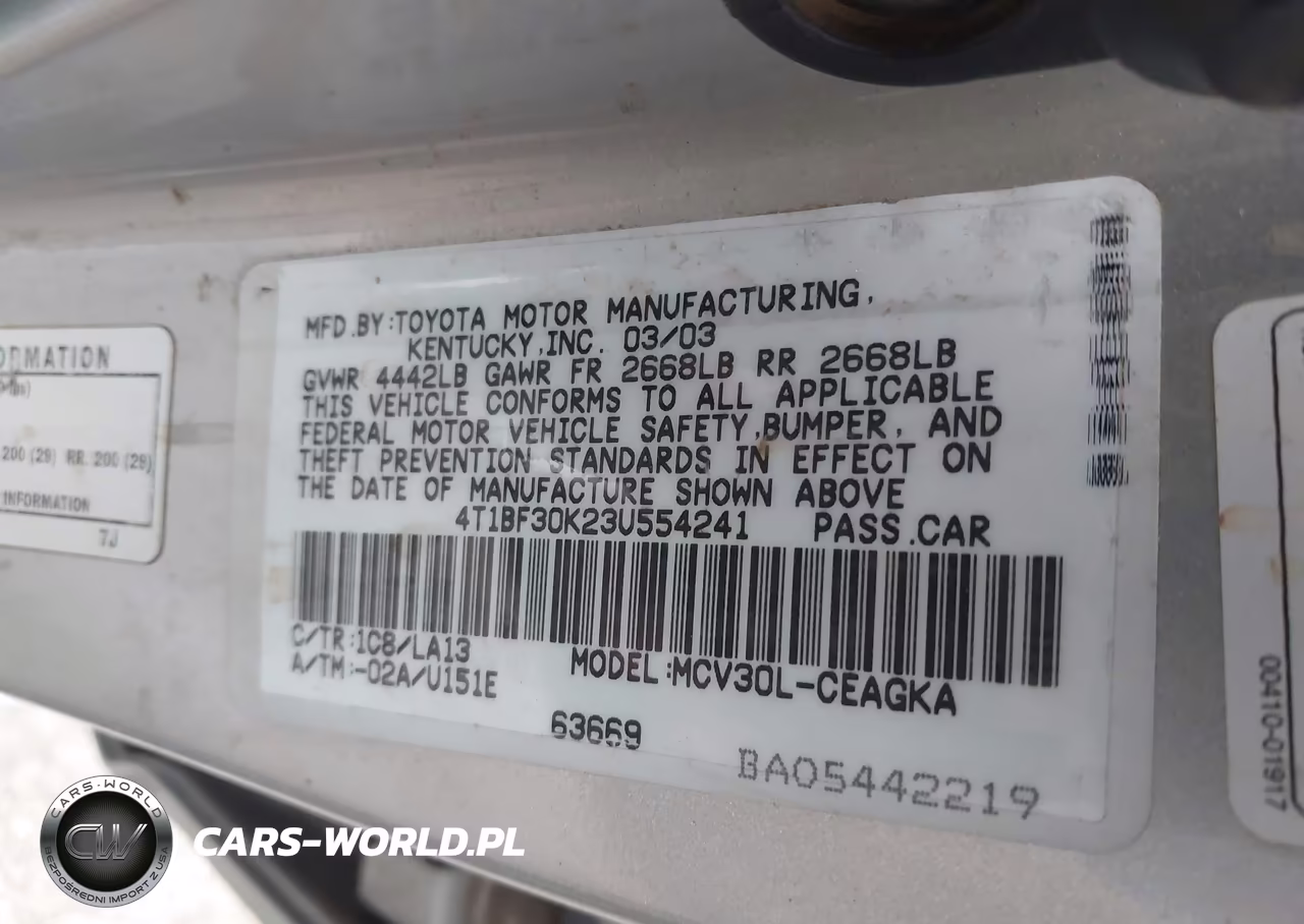 2003 Toyota Camry Xle V6 VIN:4T1BF30K23U554241 - 9