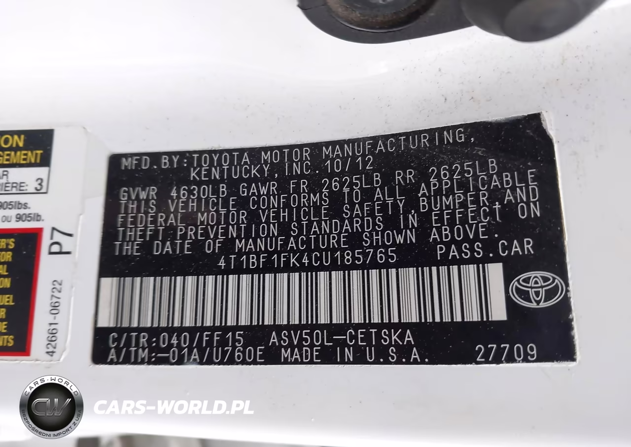 2012 Toyota Camry Se VIN:4T1BF1FK4CU185765 - 9